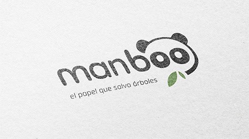 Papel ecológico para salvar árboles, logo de bamboo con diseño sostenible y mensaje ambiental.
